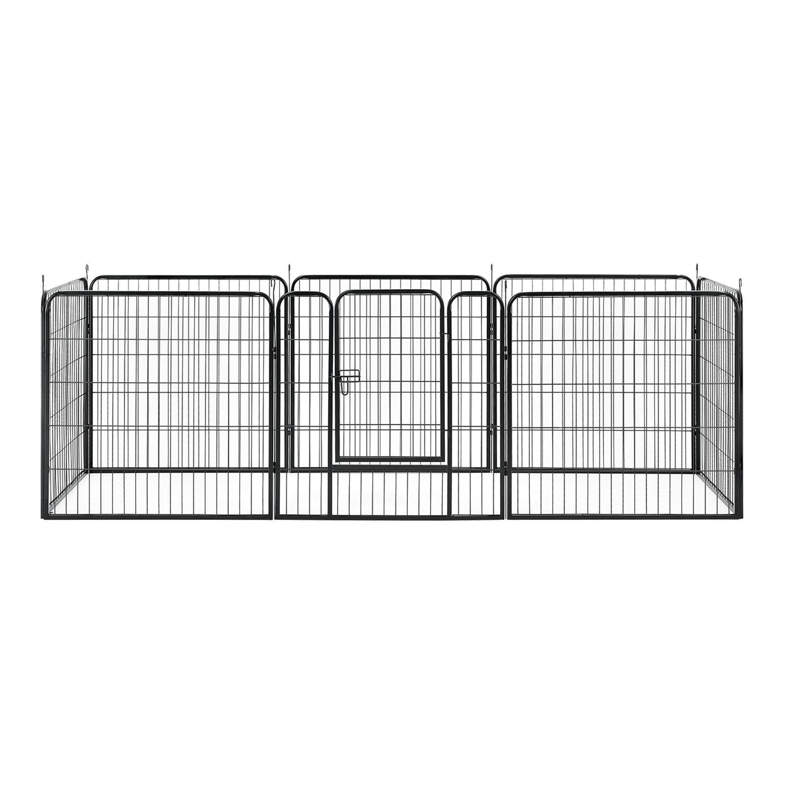 Welpenauslauf aus Metall 80 cm mit doppelt verriegelbarer Tür - 8-teilig