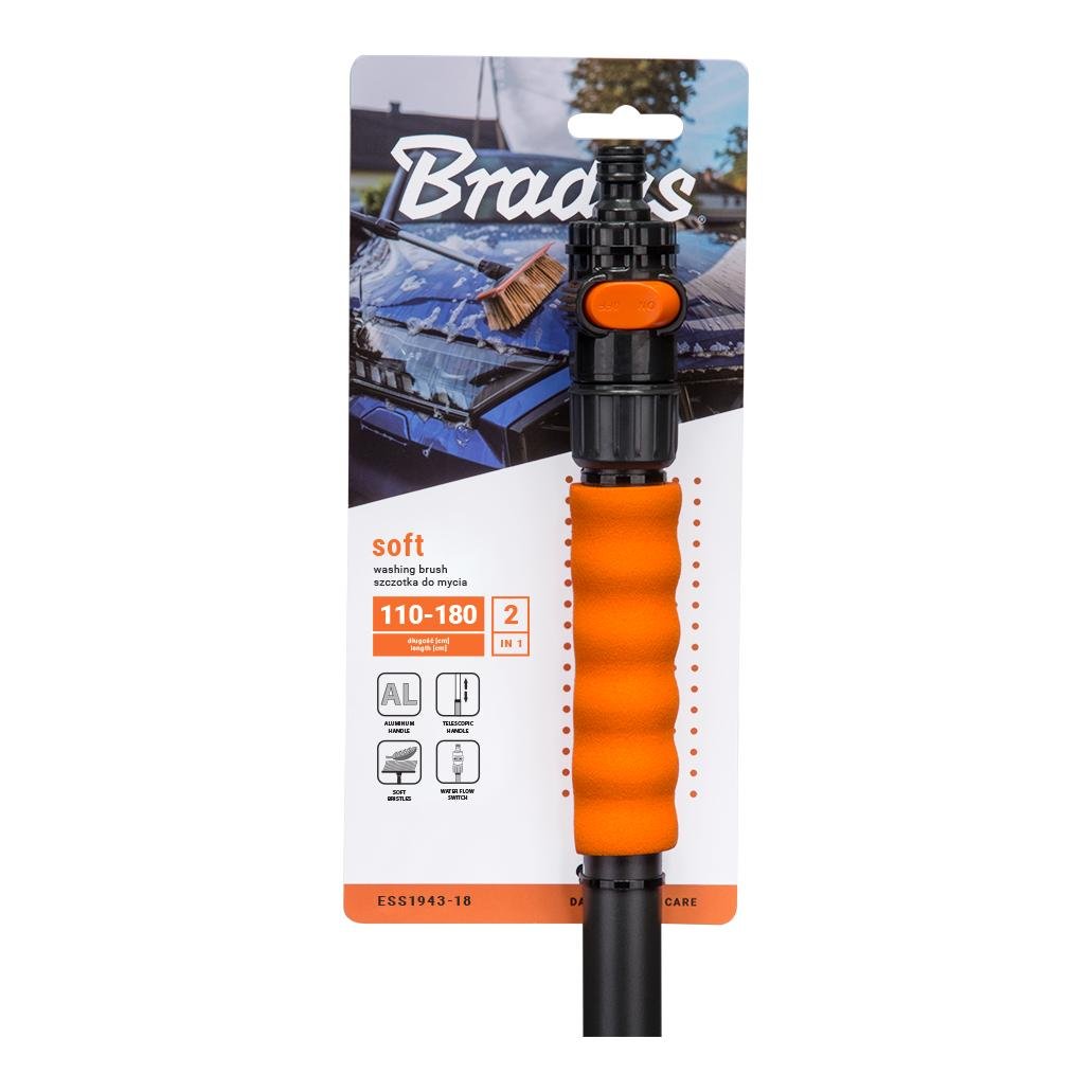 Bradas Brosse de lavage télescopique souple avec raclette et valve