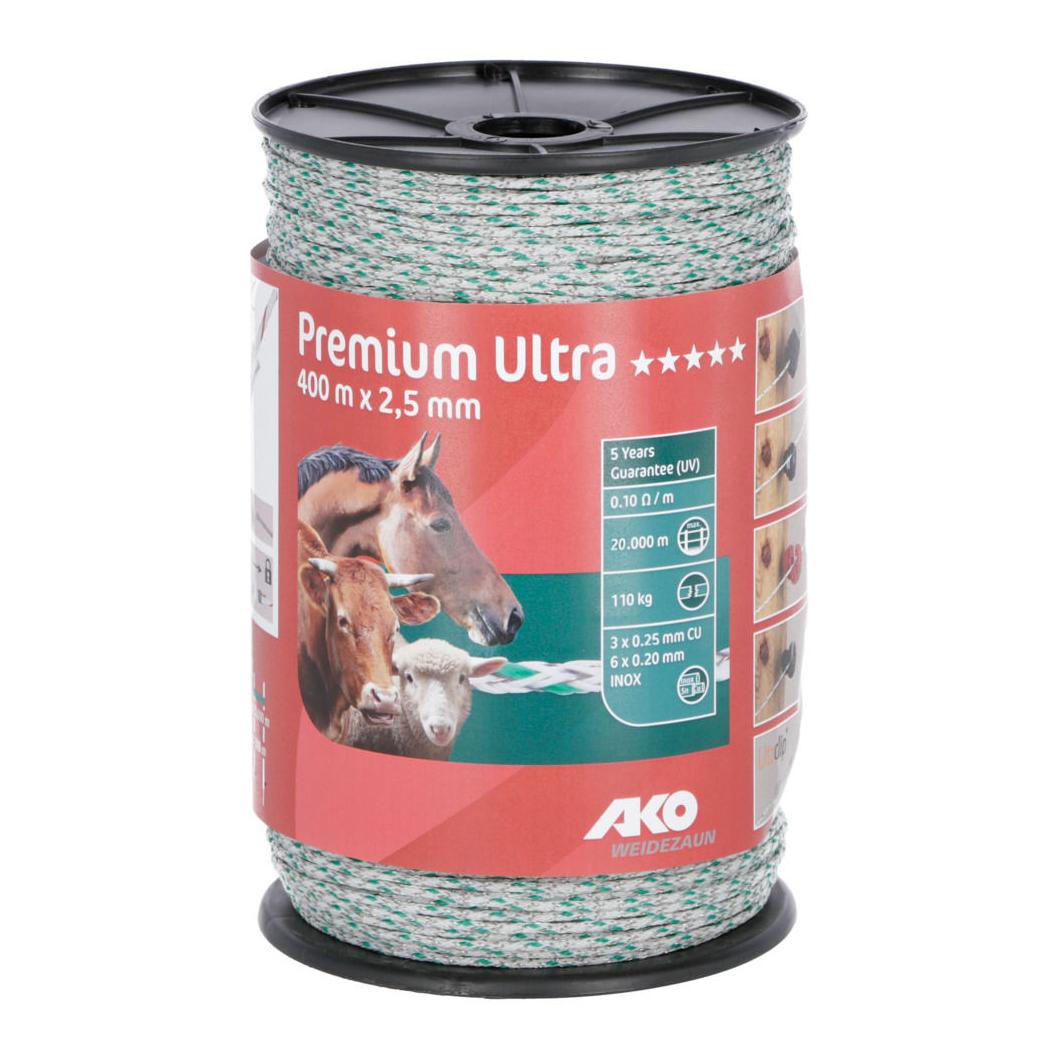 Image of AKO Weidezaunlitze Premium Ultra - Weiss/Grün - bei Hauptner.ch