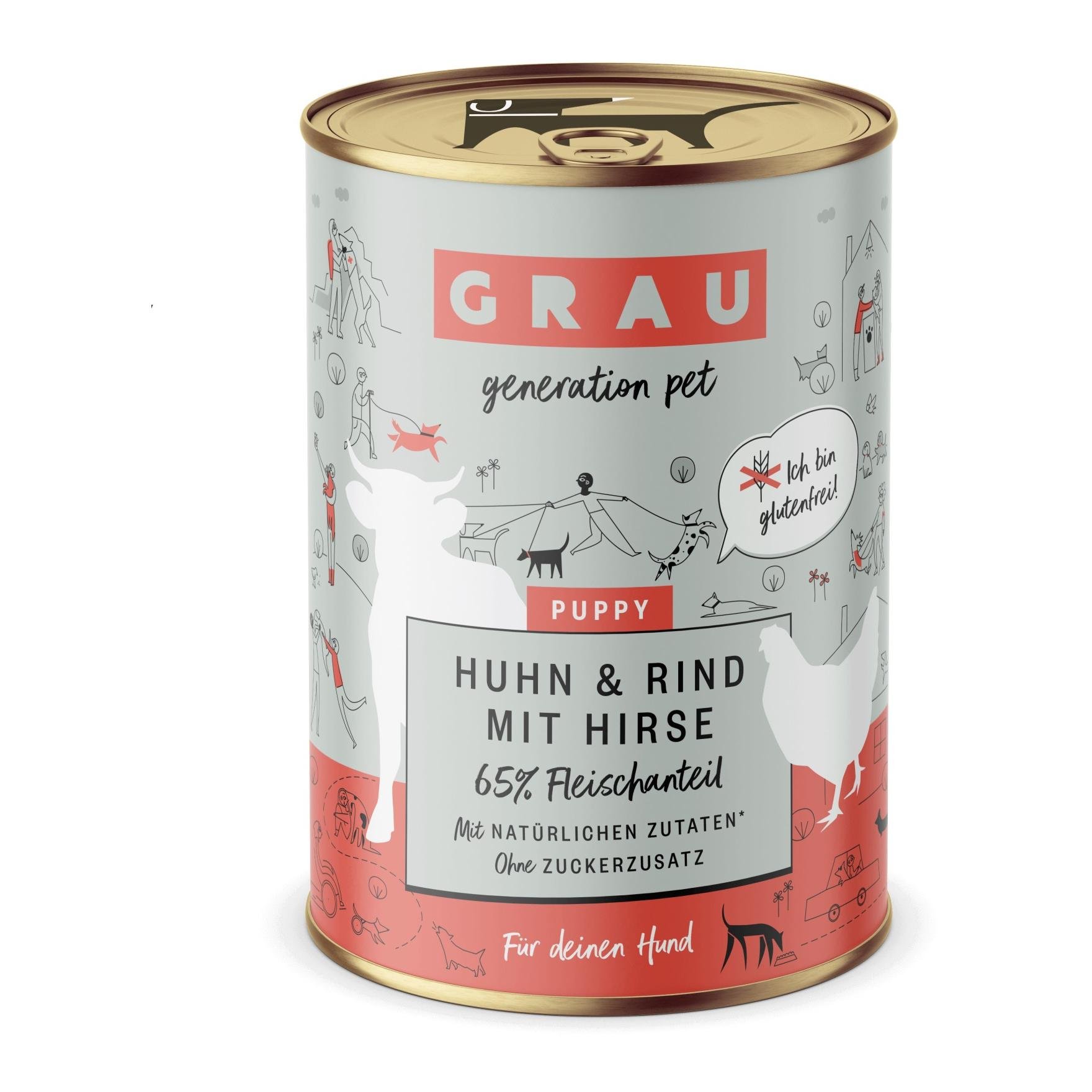 Nassfutter Puppy Huhn und Rind mit Hirse