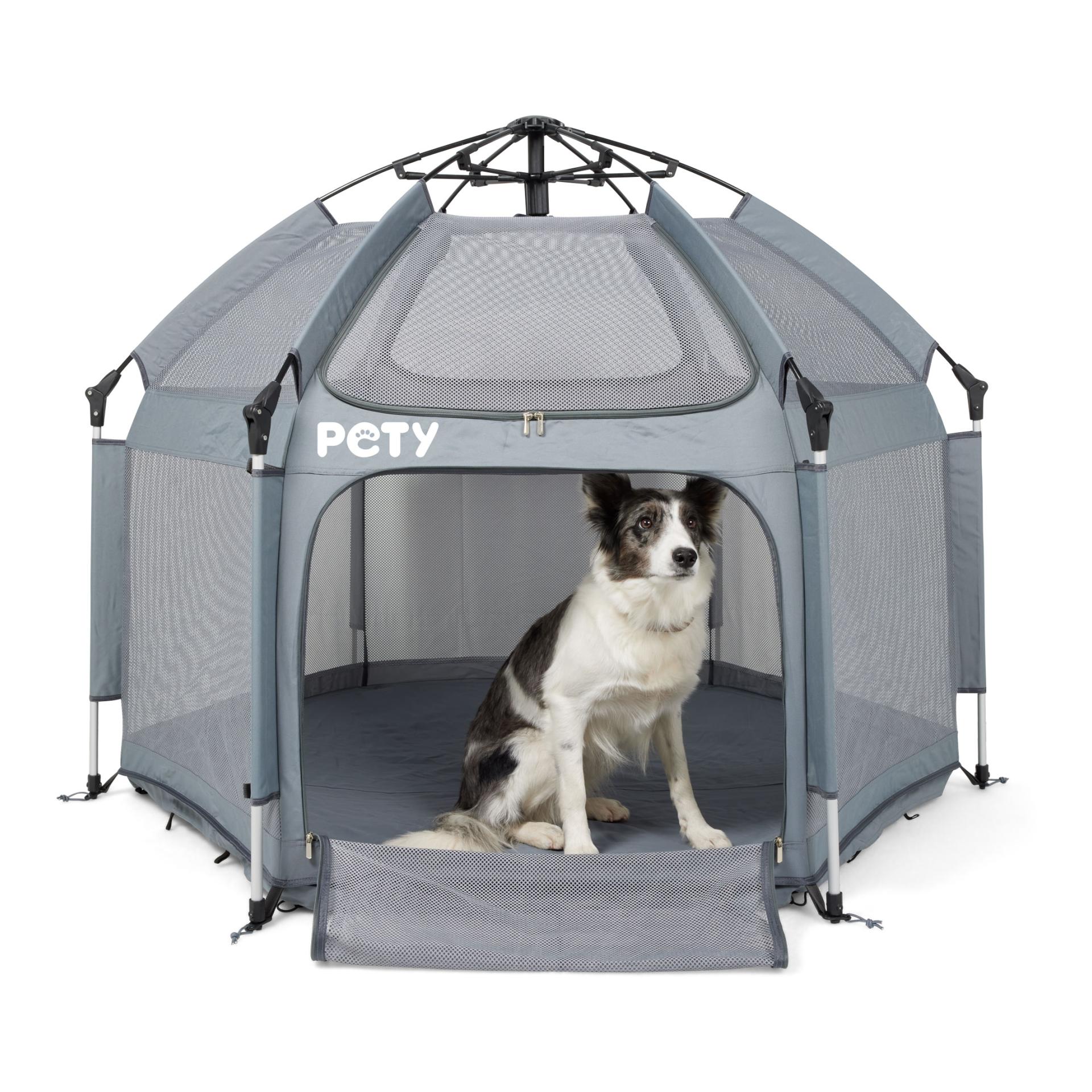 Laufstall Set gross mit Bodenmatte und Dach