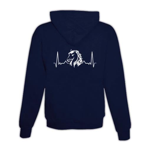 Image of Schwesternuhr Hoodie Herzschlag Pferd Unisex - Dunkelblau - bei Hauptner.ch