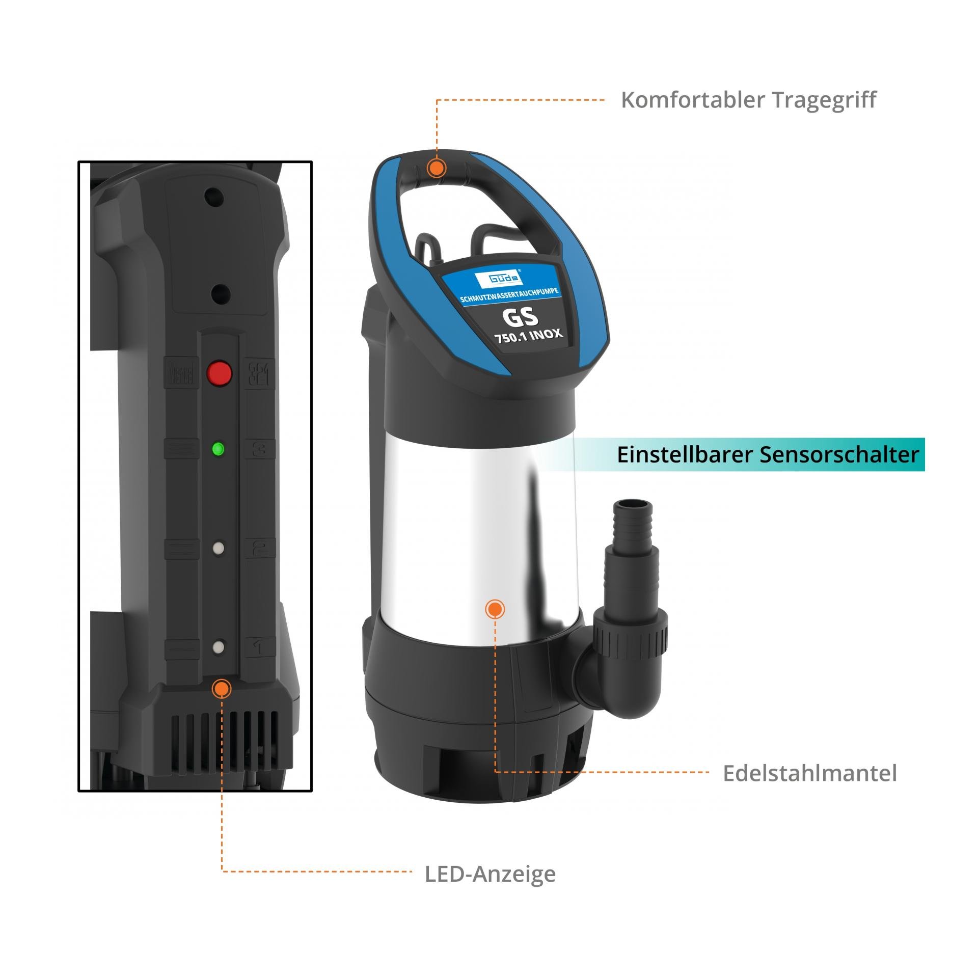 Güde Schmutzwassertauchpumpe GS 750.1 INOX